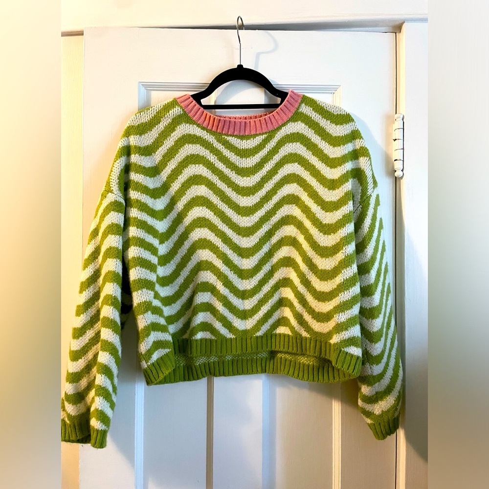 Cool SHEIN Green and Pink Psychedelic Sweater Size 6